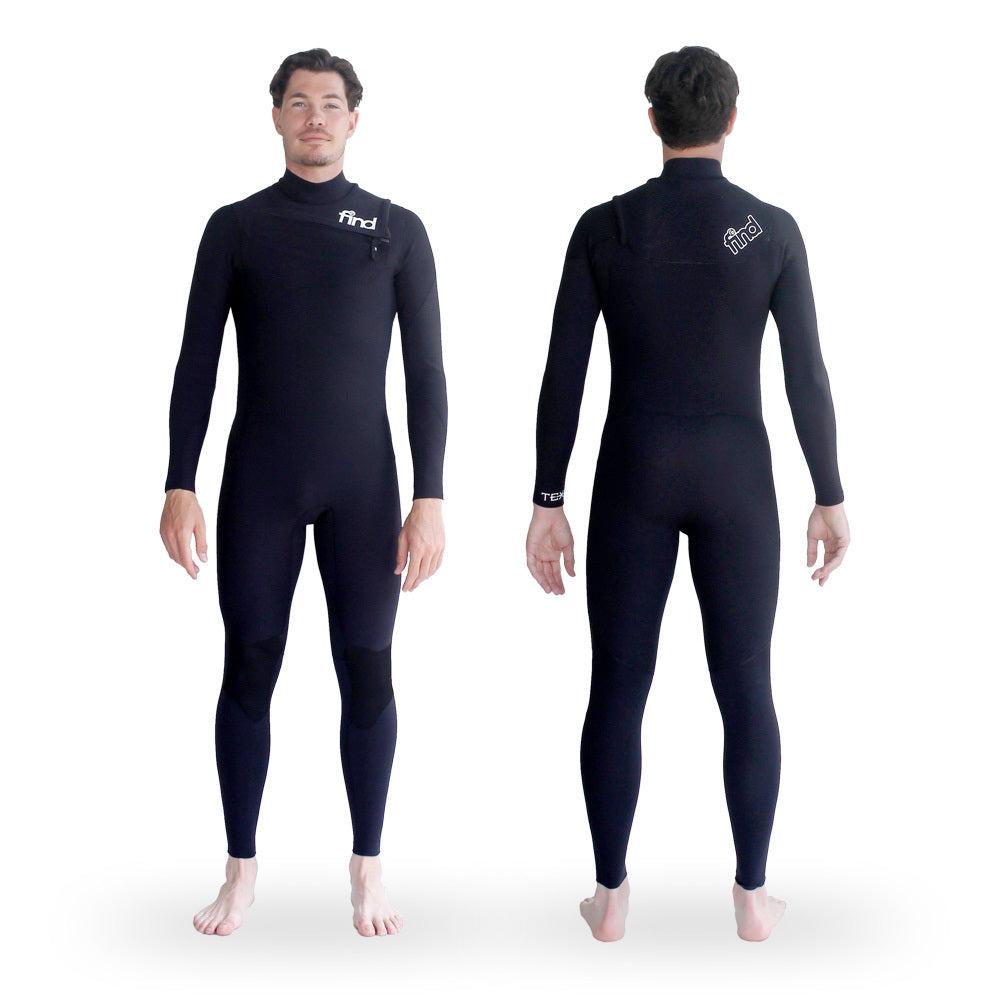 Finda Tex Mens Ls Steamer 3 2 Gbs Cz Wetsuit Black - Large